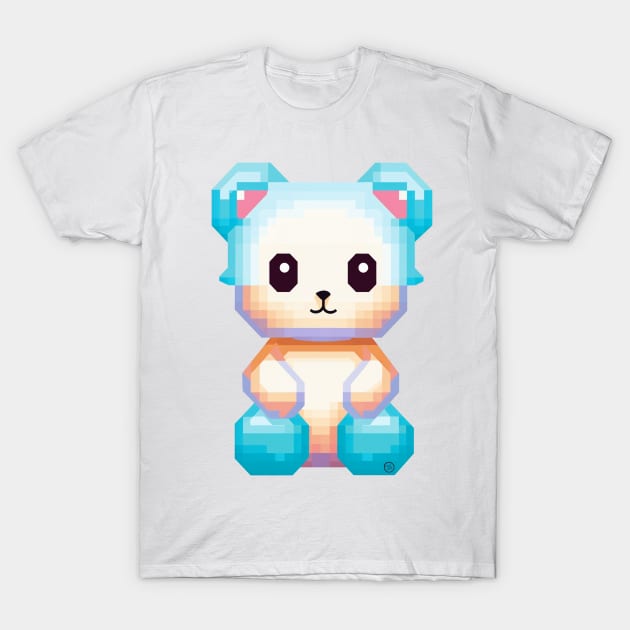 Blue pixelated Teddy Bear T-Shirt by So Red The Poppy